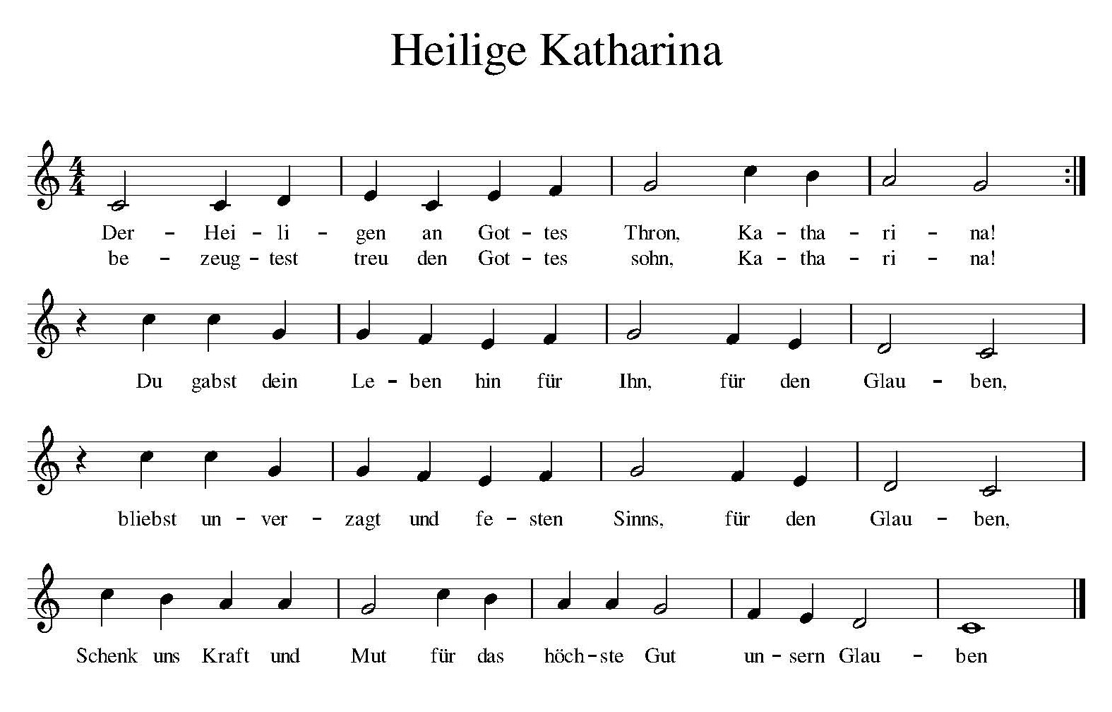 Lied Heilige Katharina